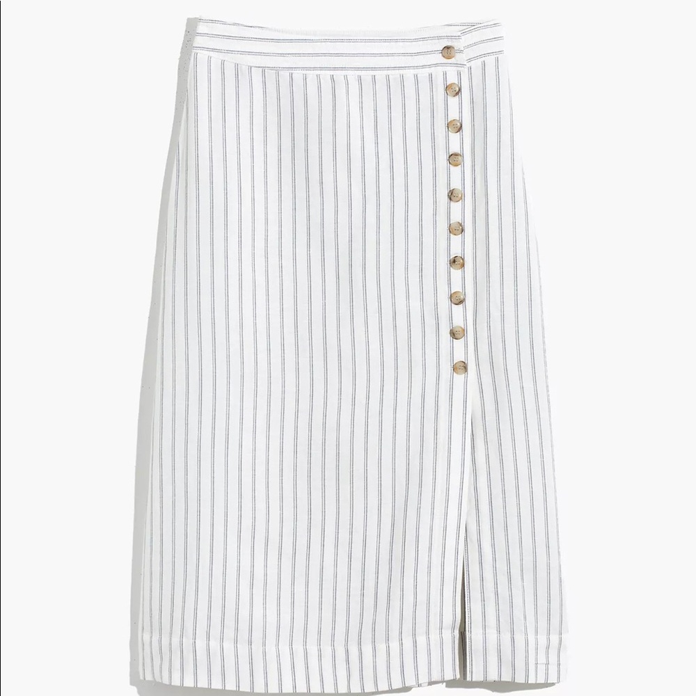 Madewell Midi Side Button Skirt in Pinstripe